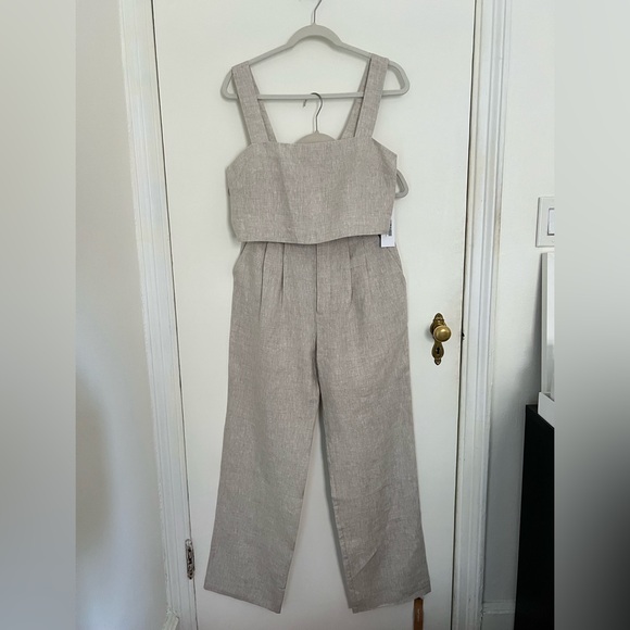 Reformation NWT Olivia Linen Two Piece matching set, 6 Color Oatmeal $278 Retail - Picture 11 of 11